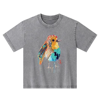 Tokyo-Tiger Sparkly Wild Bird Kids Washed T-Shirt