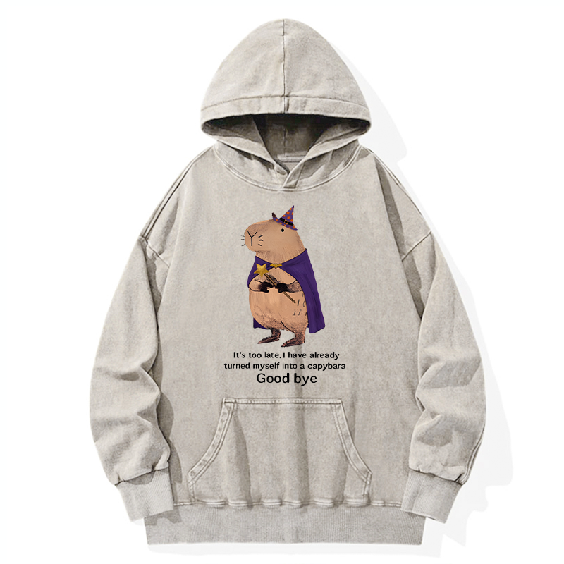 Tokyo-Tiger Funny Wizard Capybara Washed Hoodie
