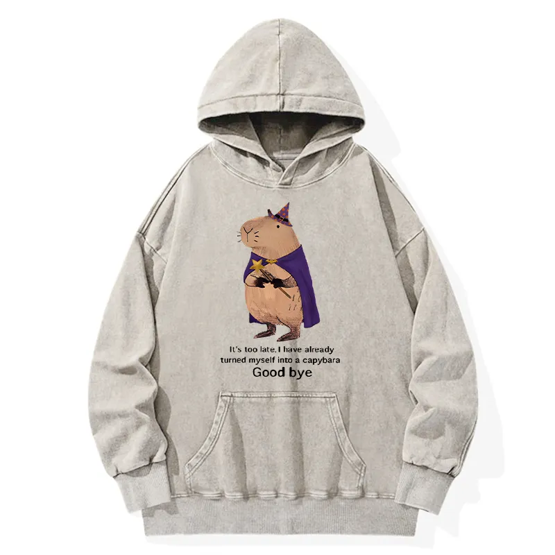 Tokyo-Tiger Funny Wizard Capybara Washed Hoodie Sale