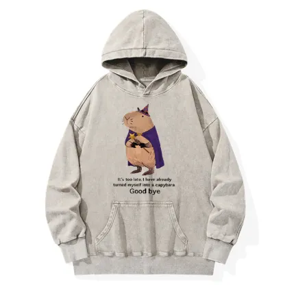 Tokyo-Tiger Funny Wizard Capybara Washed Hoodie