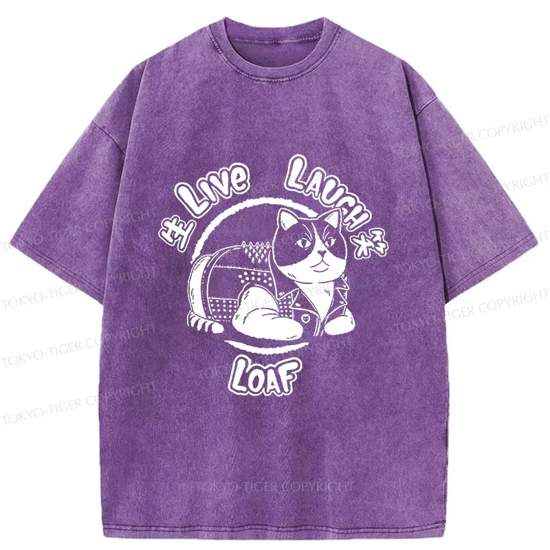 Tokyo-Tiger Live, Laugh, Cat Washed T-Shirt