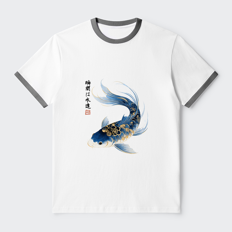 Tokyo-Tiger Elegant Koi Fish Watercolor Art Trim T-Shirt