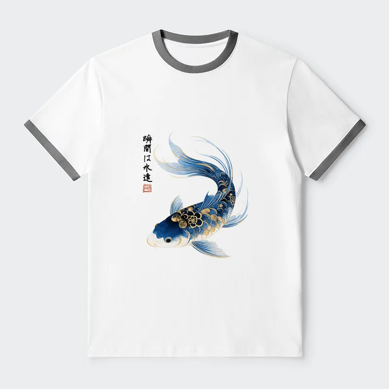 Tokyo-Tiger Elegant Koi Fish Watercolor Art Trim T-Shirt