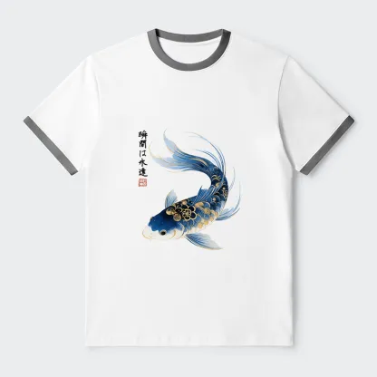 Tokyo-Tiger Elegant Koi Fish Watercolor Art Trim T-Shirt