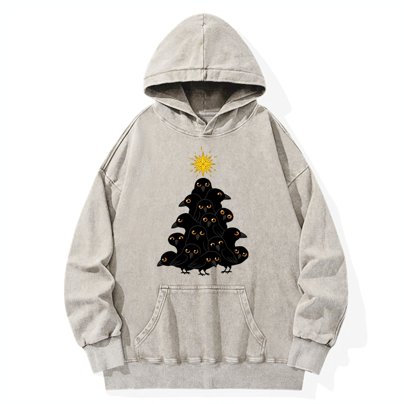 Tokyo-Tiger Crow Christmas Tree Washed Hoodie