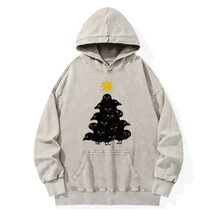 Tokyo-Tiger Crow Christmas Tree Washed Hoodie