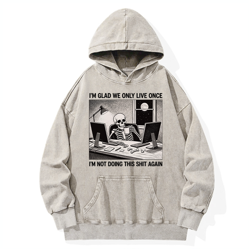 Tokyo-Tiger Funny Skeleton Coffee Break Meme Washed Hoodie