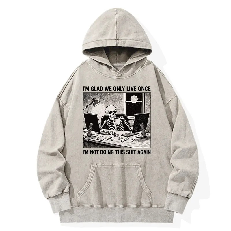 Tokyo-Tiger Funny Skeleton Coffee Break Meme Washed Hoodie Sale