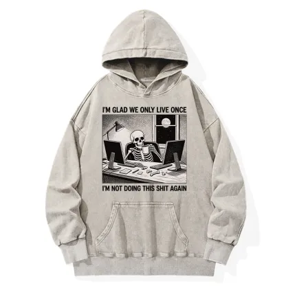 Tokyo-Tiger Funny Skeleton Coffee Break Meme Washed Hoodie