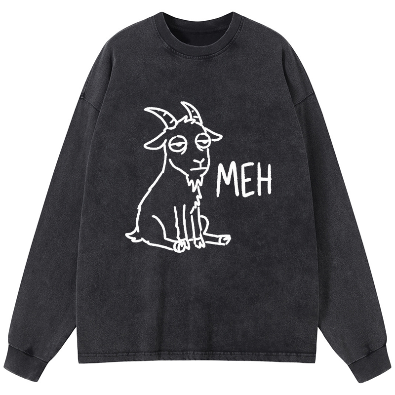 Tokyo-Tiger Funny Goat Meme Washed Long Sleeve T-Shirt