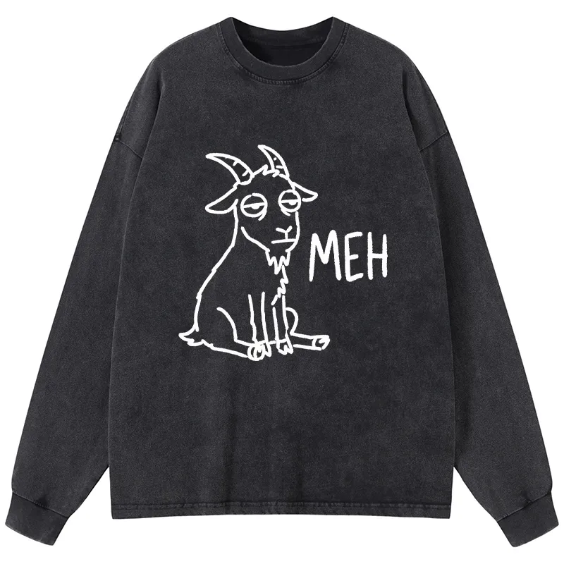 Tokyo-Tiger Funny Goat Meme Washed Long Sleeve T-Shirt