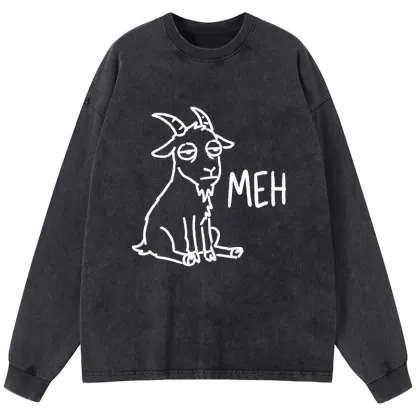 Tokyo-Tiger Funny Goat Meme Washed Long Sleeve T-Shirt