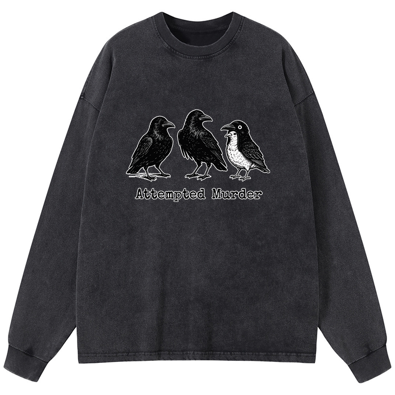 Tokyo-Tiger Attempted Murder Funny Washed Long Sleeve T-Shirt