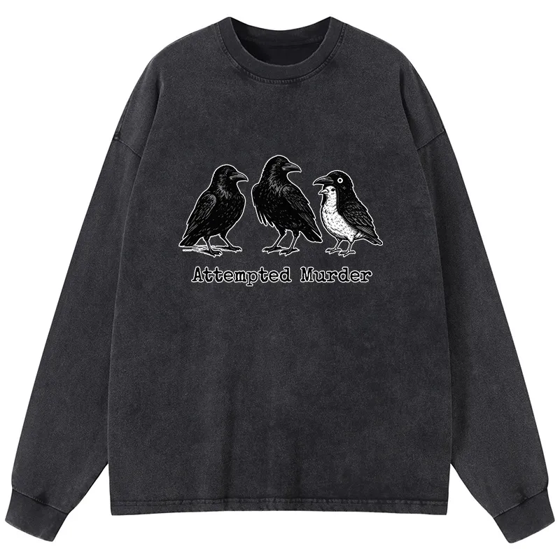 Tokyo-Tiger Attempted Murder Funny Washed Long Sleeve T-Shirt