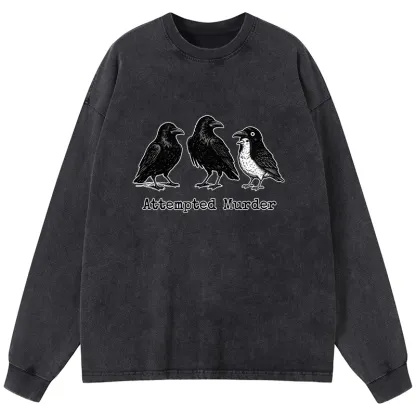 Tokyo-Tiger Attempted Murder Funny Washed Long Sleeve T-Shirt