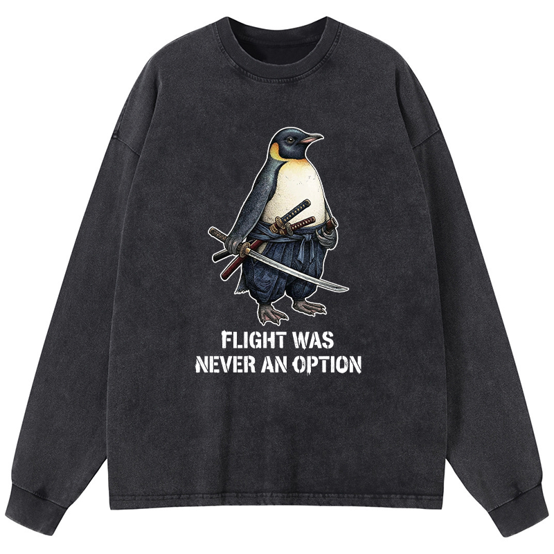 Tokyo-Tiger Funny Warrior Penguin With Sword Meme Washed Long Sleeve T-Shirt