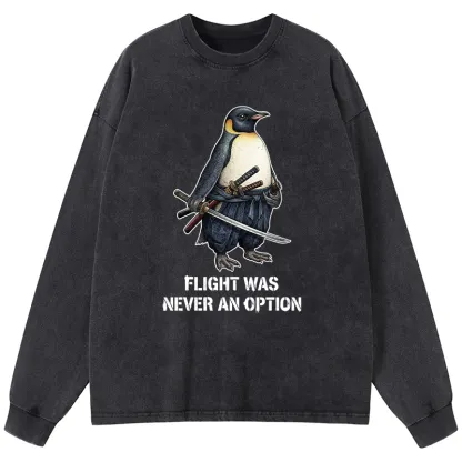 Tokyo-Tiger Funny Warrior Penguin With Sword Meme Washed Long Sleeve T-Shirt