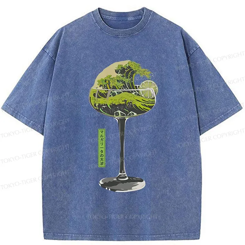 Tokyo-Tiger Wave Of Wine Washed T-Shirt