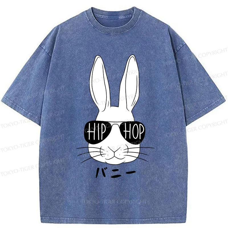 Tokyo-Tiger Hiphop Easter Bunny Washed T-Shirt