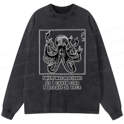 Tokyo-Tiger I Wish I Was An Octopus Japan Washed Long Sleeve T-Shirt