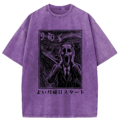 Tokyo-Tiger Office Worker The Scream Washed T-Shirt