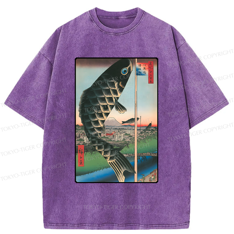 Tokyo-Tiger Japanese Carp Streamer Washed T-Shirt