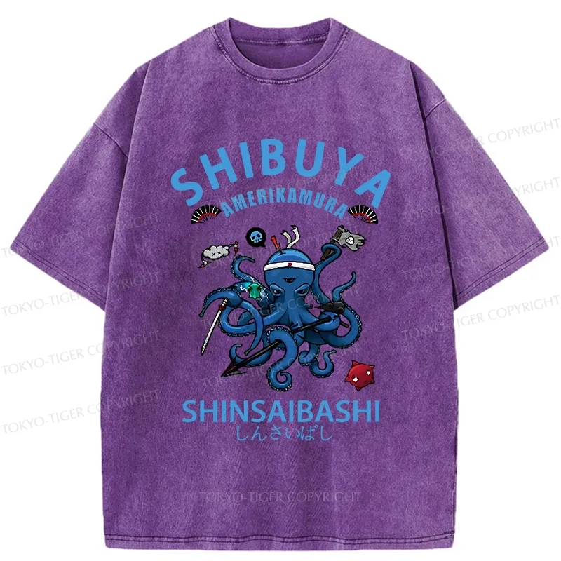 Tokyo-Tiger Shibuya Octopus Washed T-Shirt