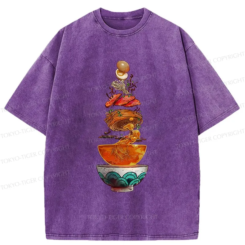 Tokyo-Tiger Funny Ramen Layers Washed T-Shirt