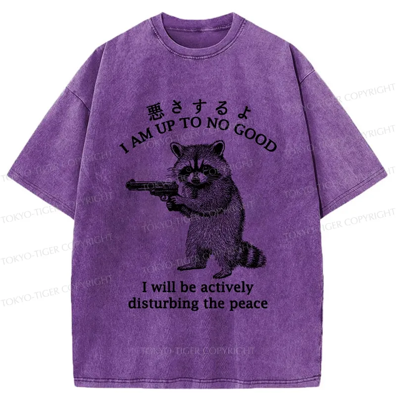 Tokyo-Tiger Raccoon Disturbing The Peace Washed T-Shirt