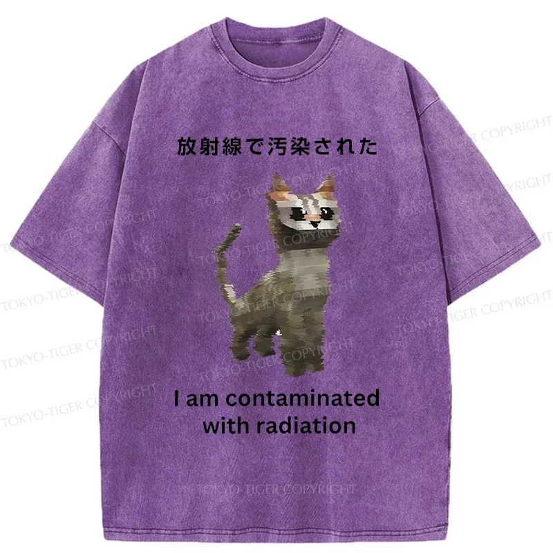 Tokyo-Tiger Irradiated Cat Funny Washed T-Shirt