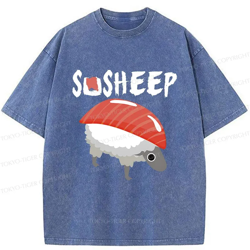 Tokyo-Tiger Sushi Sheep Washed T-Shirt