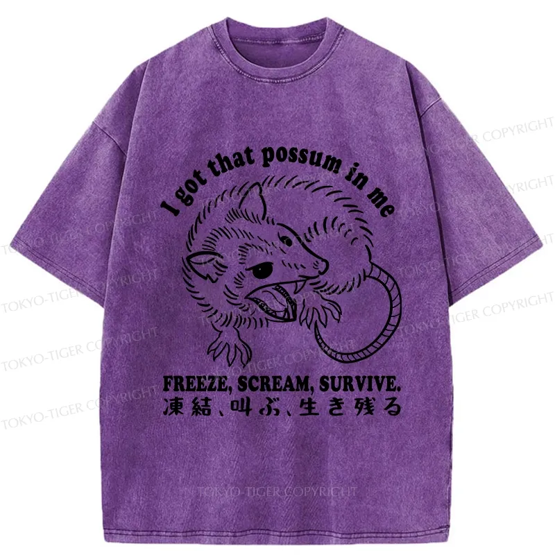 Tokyo-Tiger I Got That Possum In Me Washed T-Shirt