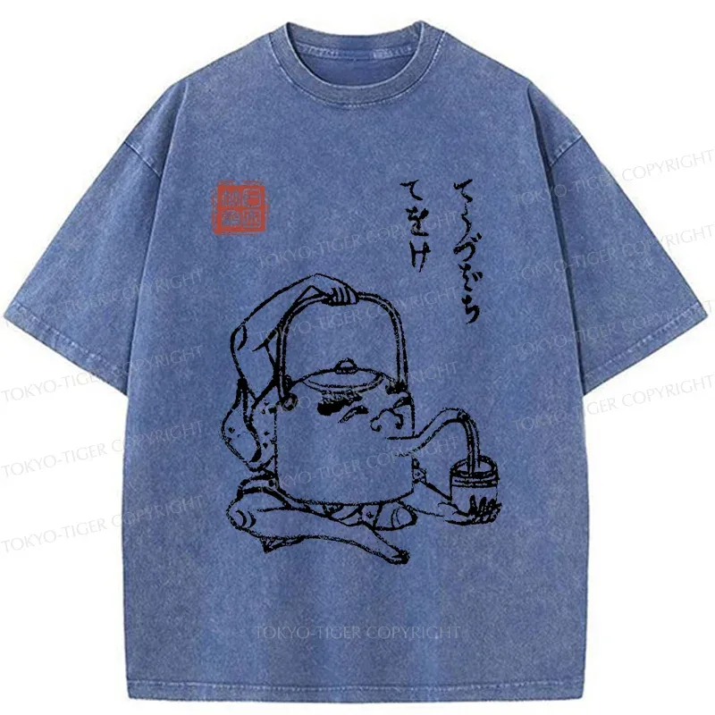 Tokyo-Tiger Kettle Monster Washed T-Shirt