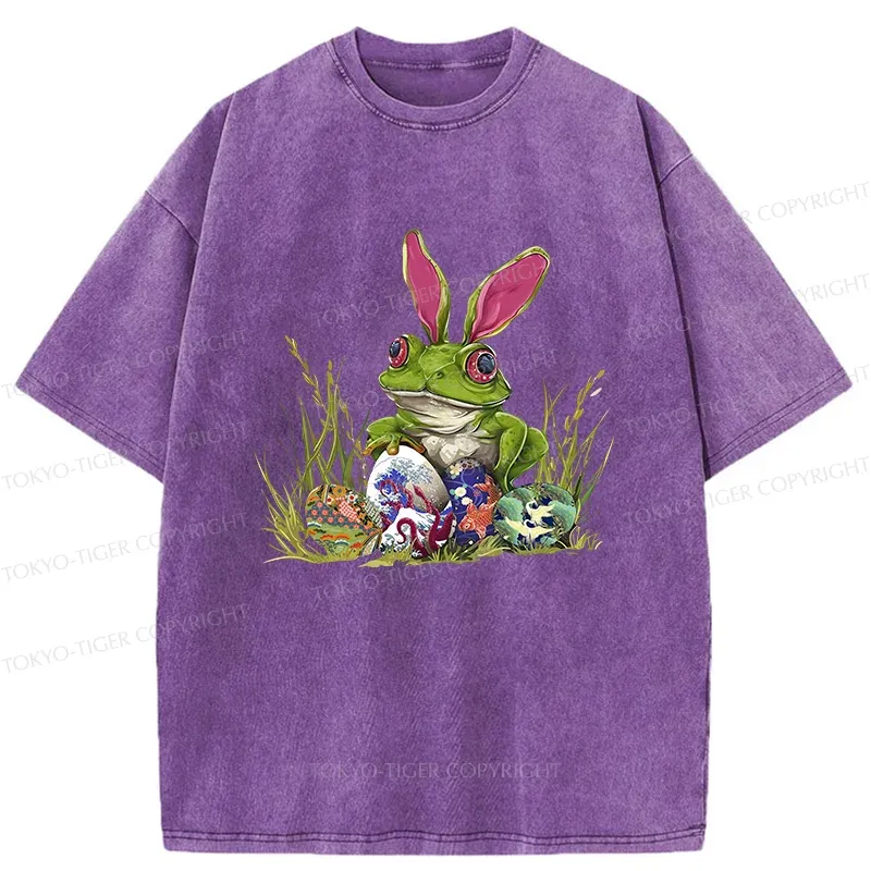 Tokyo-Tiger Easter Frog Funny Washed T-Shirt