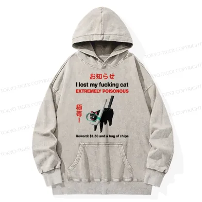 Tokyo-Tiger Find The Toxic Cat Funny Washed Hoodie