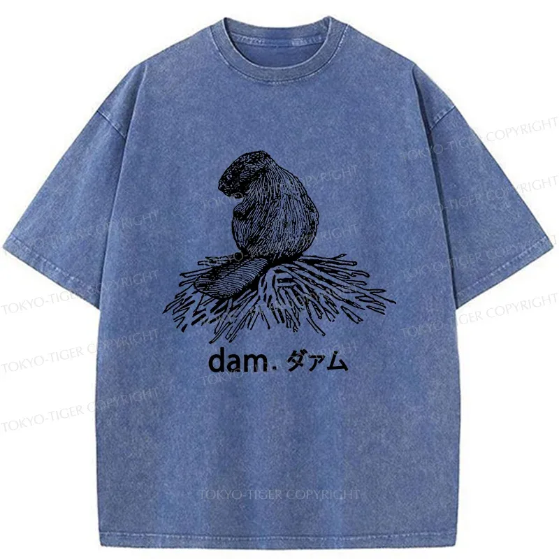Tokyo-Tiger Otter Builds Dam Washed T-Shirt