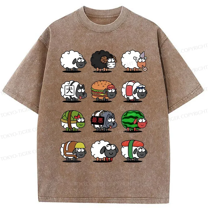 Tokyo-Tiger Various Kinds Of Sheep Washed T-Shirt