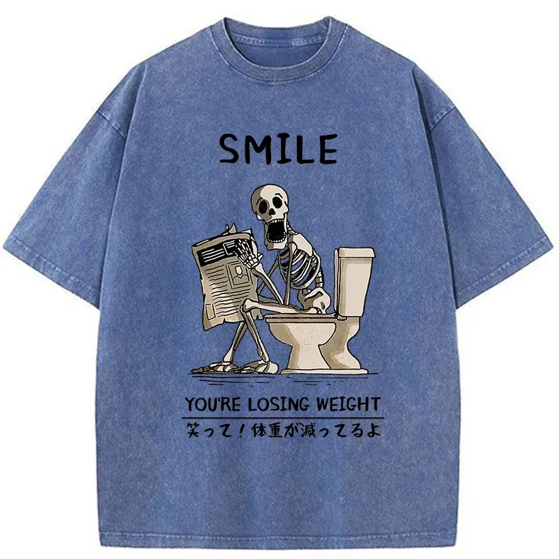 Tokyo-Tiger Skeleton Losing Weight Washed T-Shirt