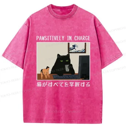 Tokyo-Tiger Pawsitively In Charge Washed T-Shirt