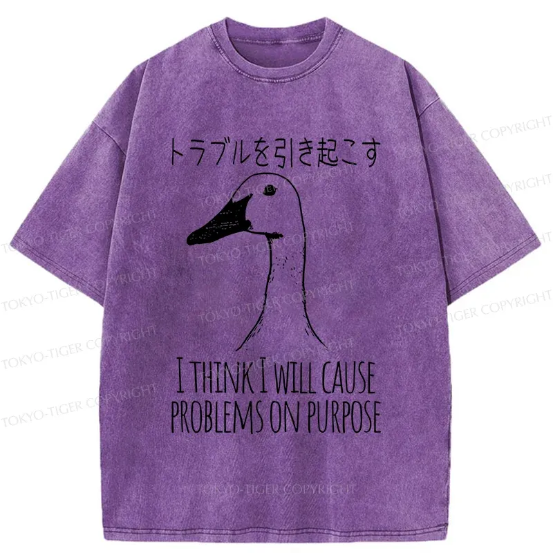 Tokyo-Tiger Silly Goose Funny Washed T-Shirt