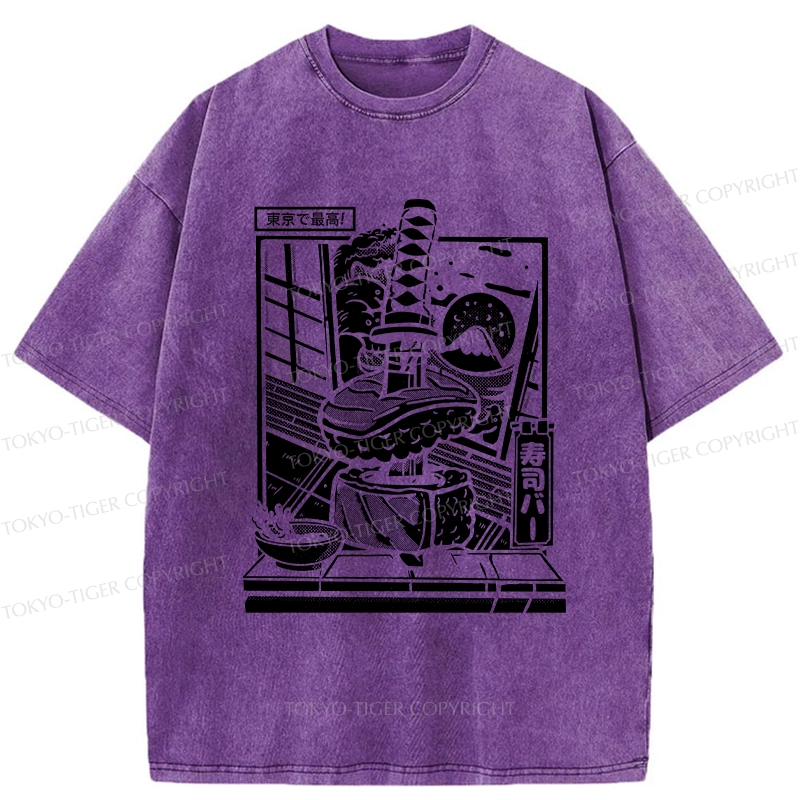 Tokyo-Tiger Best Sushi Bar In Tokyo Washed T-Shirt