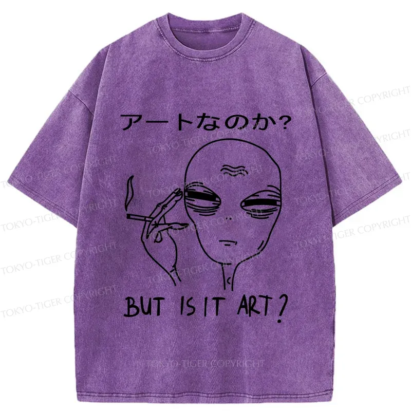 Tokyo-Tiger Alien Irony Funny Washed T-Shirt
