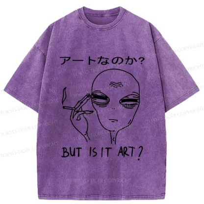 Tokyo-Tiger Alien Irony Funny Washed T-Shirt
