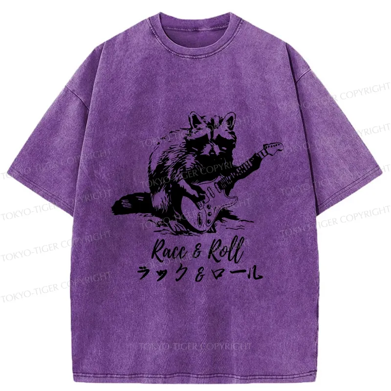 Tokyo-Tiger Funny Racc & Roll Washed T-Shirt