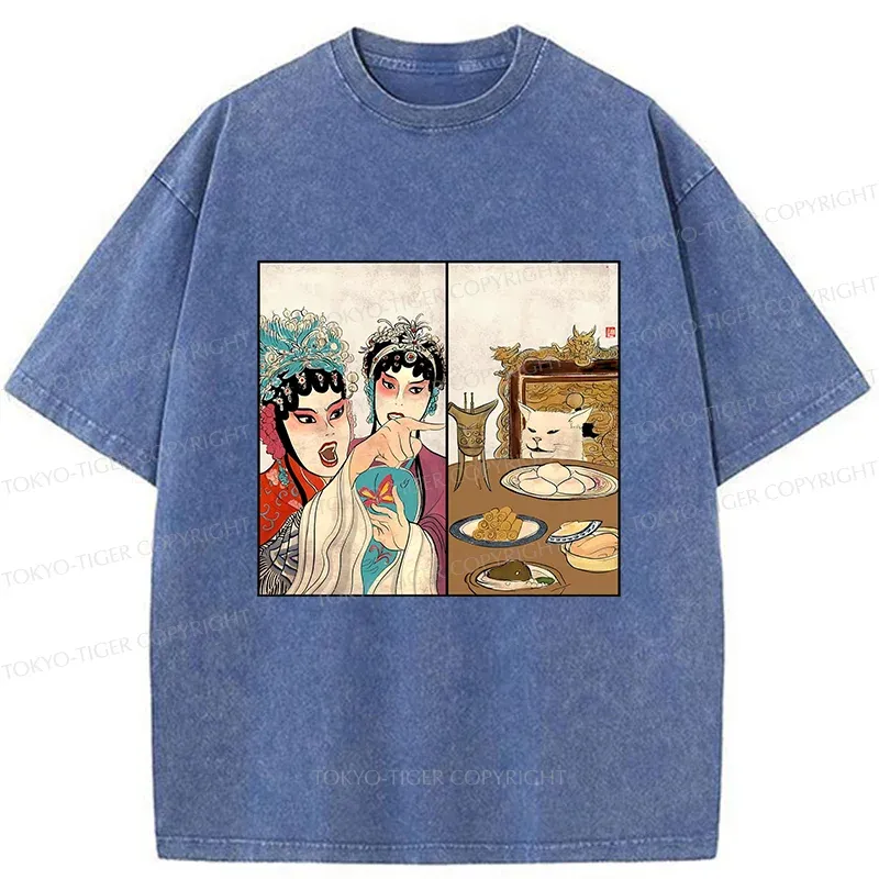 Tokyo-Tiger Asian Traditions Funny Washed T-Shirt