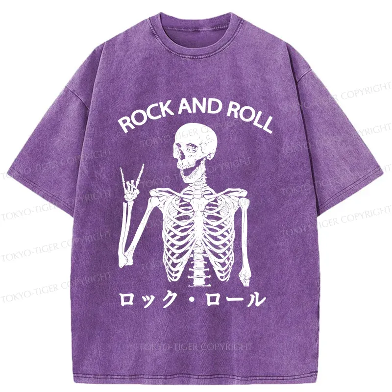 Tokyo-Tiger Rock Skull Washed T-Shirt