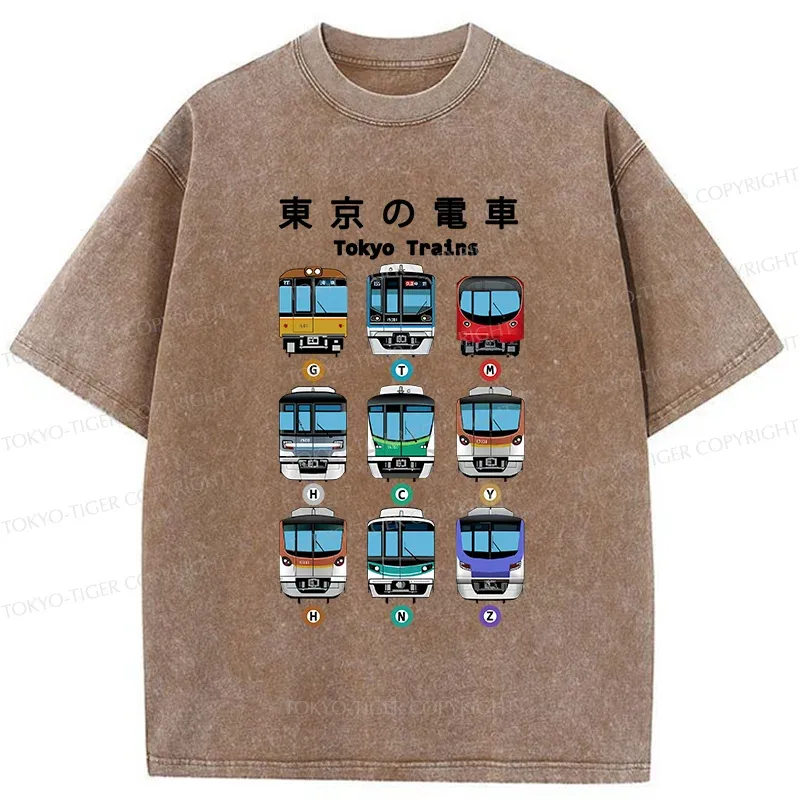 Tokyo-Tiger Tokyo Train Japan Washed T-Shirt