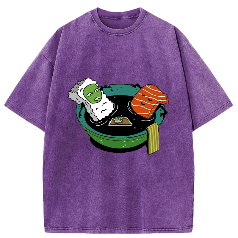 Tokyo-Tiger Soy Sauce Bath Sushi Washed T-Shirt