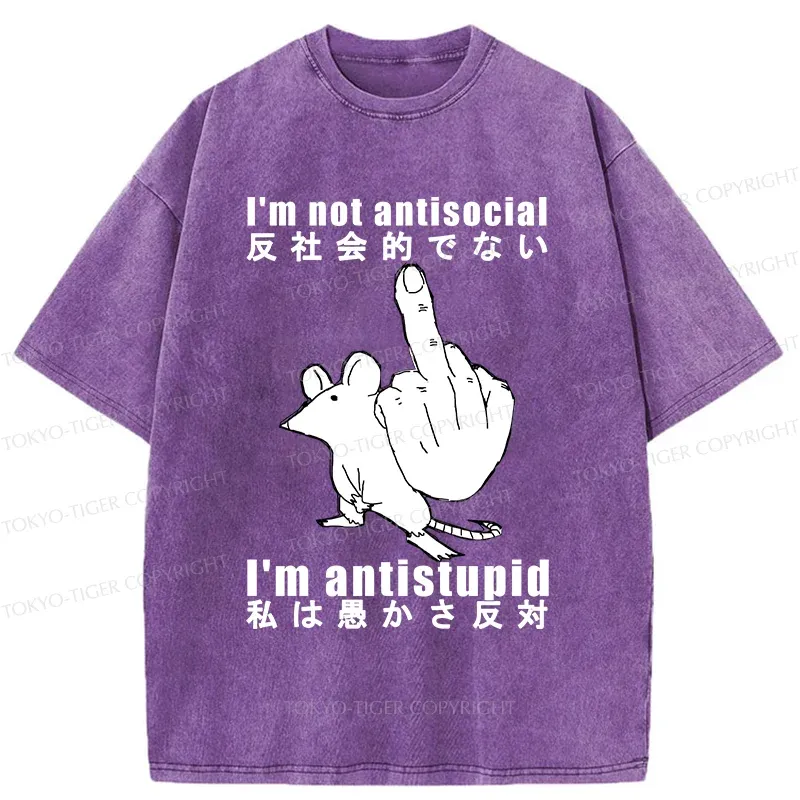 Tokyo-Tiger Anti-stupid Mouse Washed T-Shirt