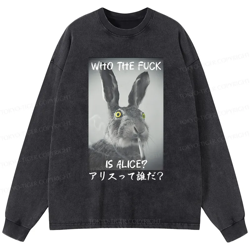 Tokyo-Tiger Who Is Alice? Washed Long Sleeve T-Shirt Sale